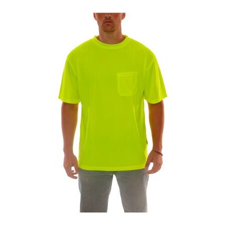 Tingley Enhanced Visibility T-Shirt, Short Sleeve, 1 Pocket, Fl Lime, 2XL S75002.2X